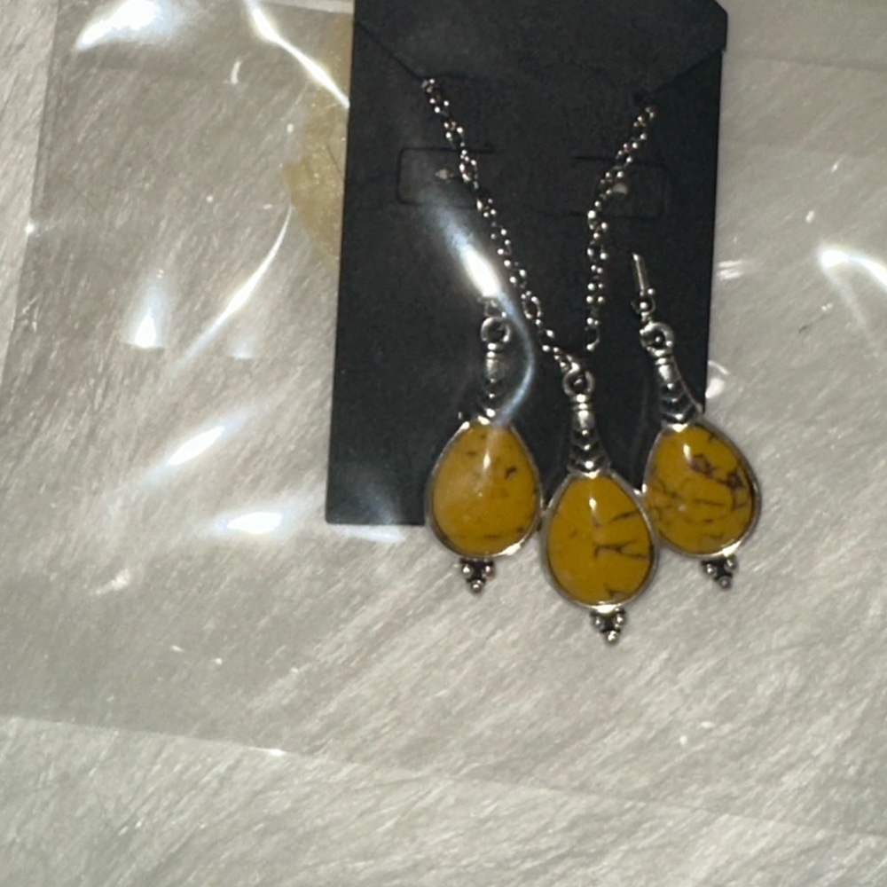 Yellow Teardrop Pendant Earrings